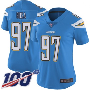 Los Angeles Chargers NFL Football Joey Bosa Electric Blue Jersey Women Limited 97 Alternate 100th Season Vapor Untouchable